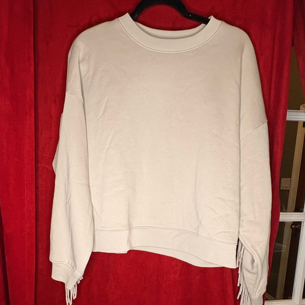 GAP Cream Fringe Sleeve Sweatshirt - Picture 4 of 8